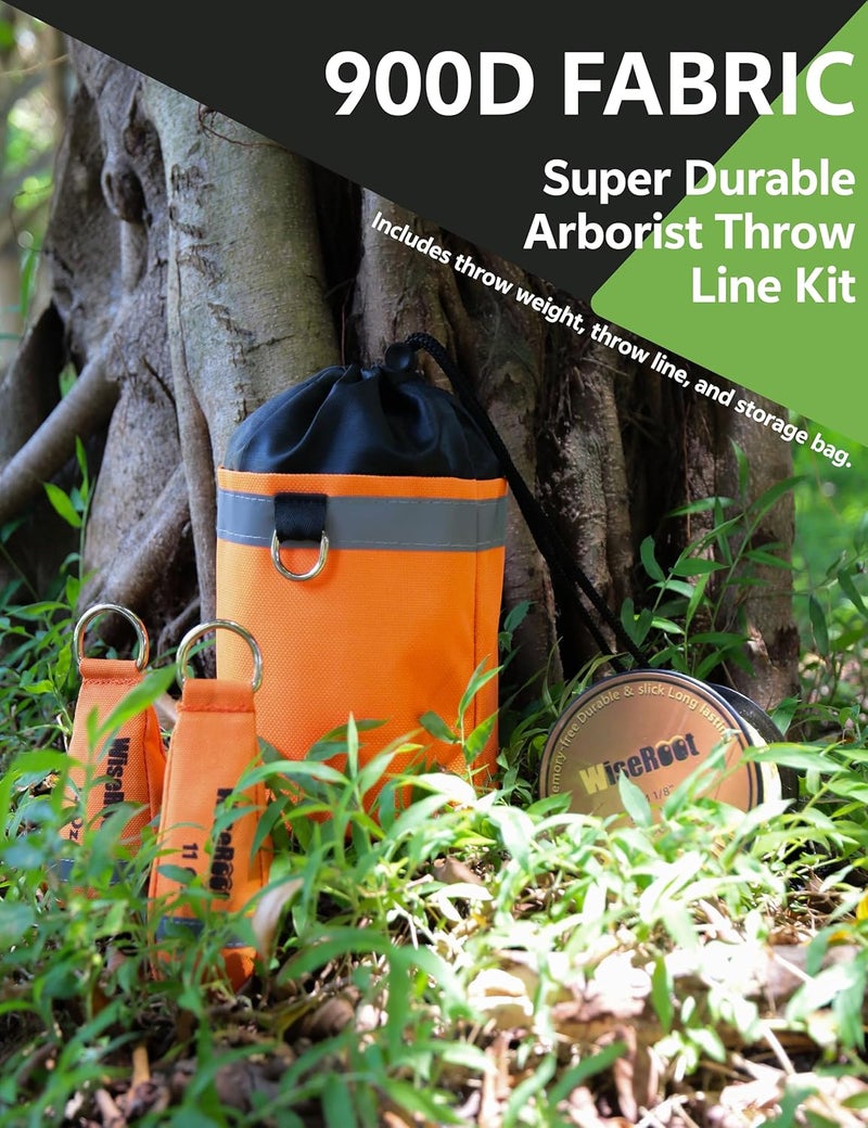WiseRoot Arborist Throw Line Kit: Ultra Slick Throw Rope & 11/15Oz 900D Throw Weight with Reflective Storage Bag, Arborist Equipment for Tree Work, Climbing, Trimming, High Limb Rigging - Image 2